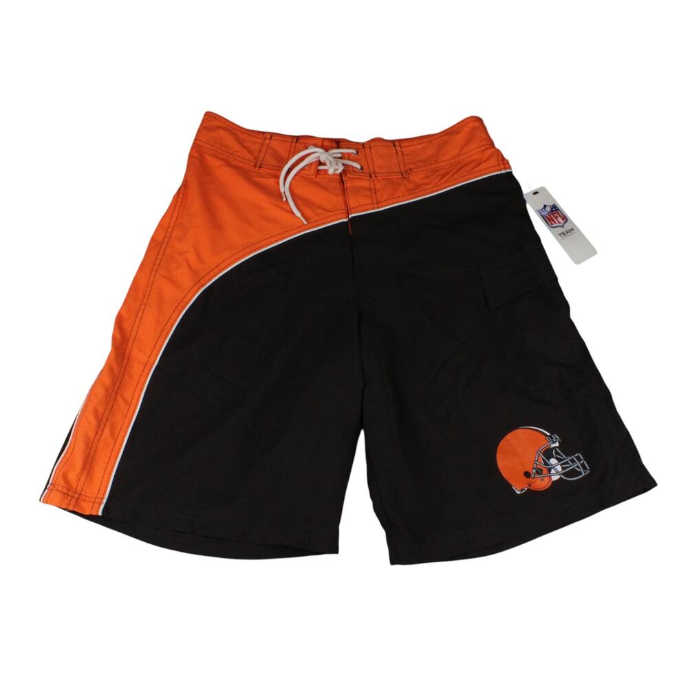 NFL Team Apparel Cleveland Browns Orange and Brown Swim Trunks - S Medium NWT